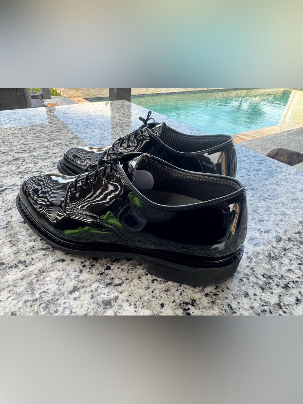 Vibram Black Patent Leather Derby Shoes